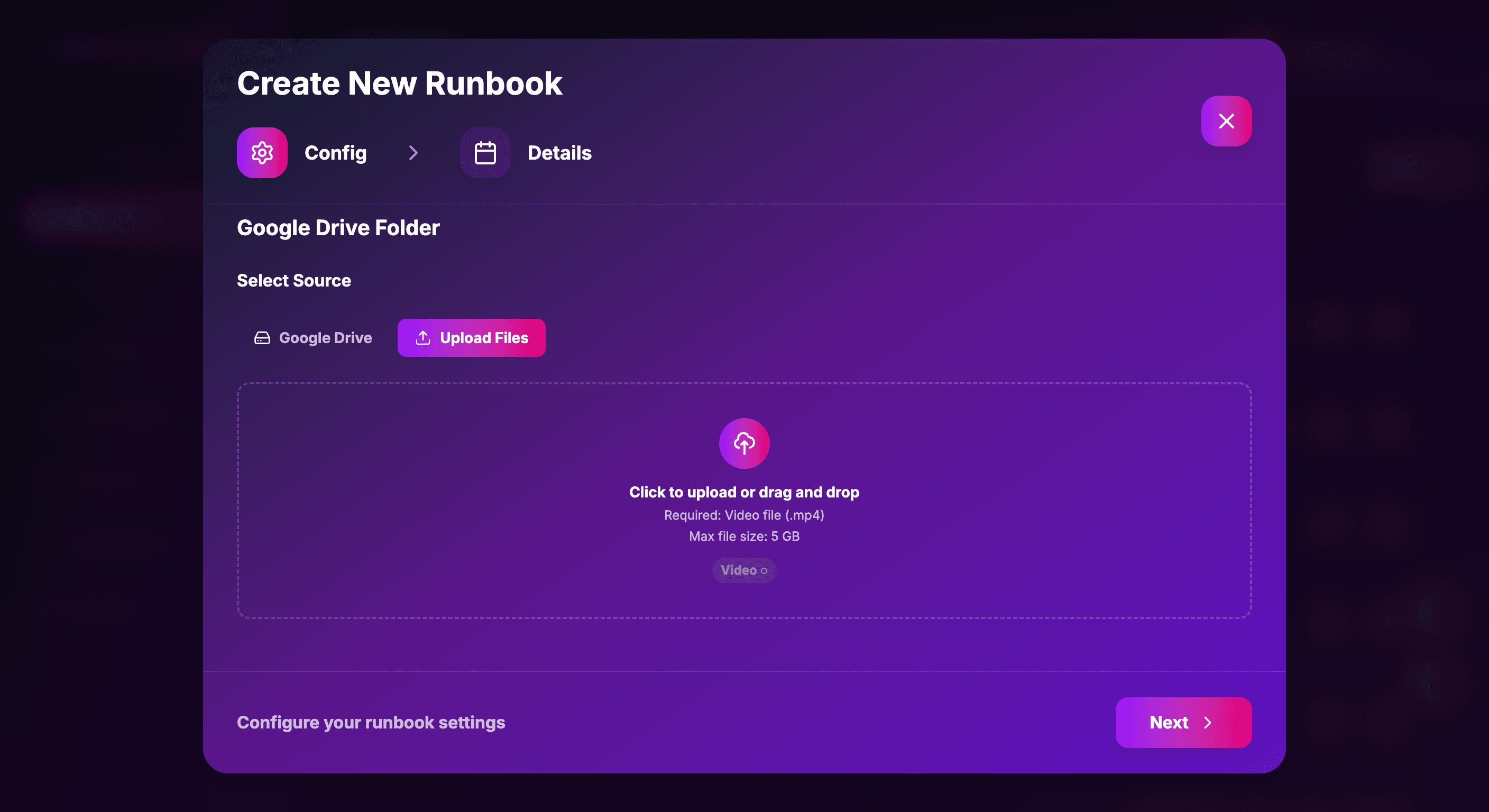 SimuLive File Upload Interface
