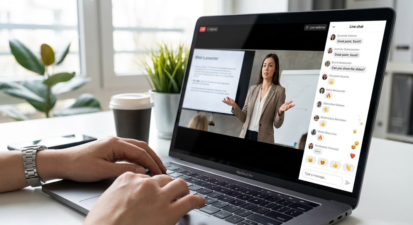 SimuLive Chat Simulation showing AI powered engagement for webinars and meetings
